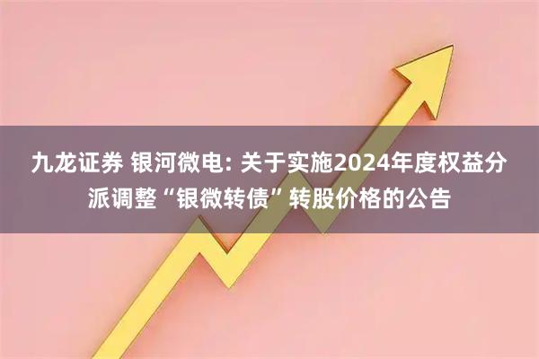 九龙证券 银河微电: 关于实施2024年度权益分派调整“银微转债”转股价格的公告